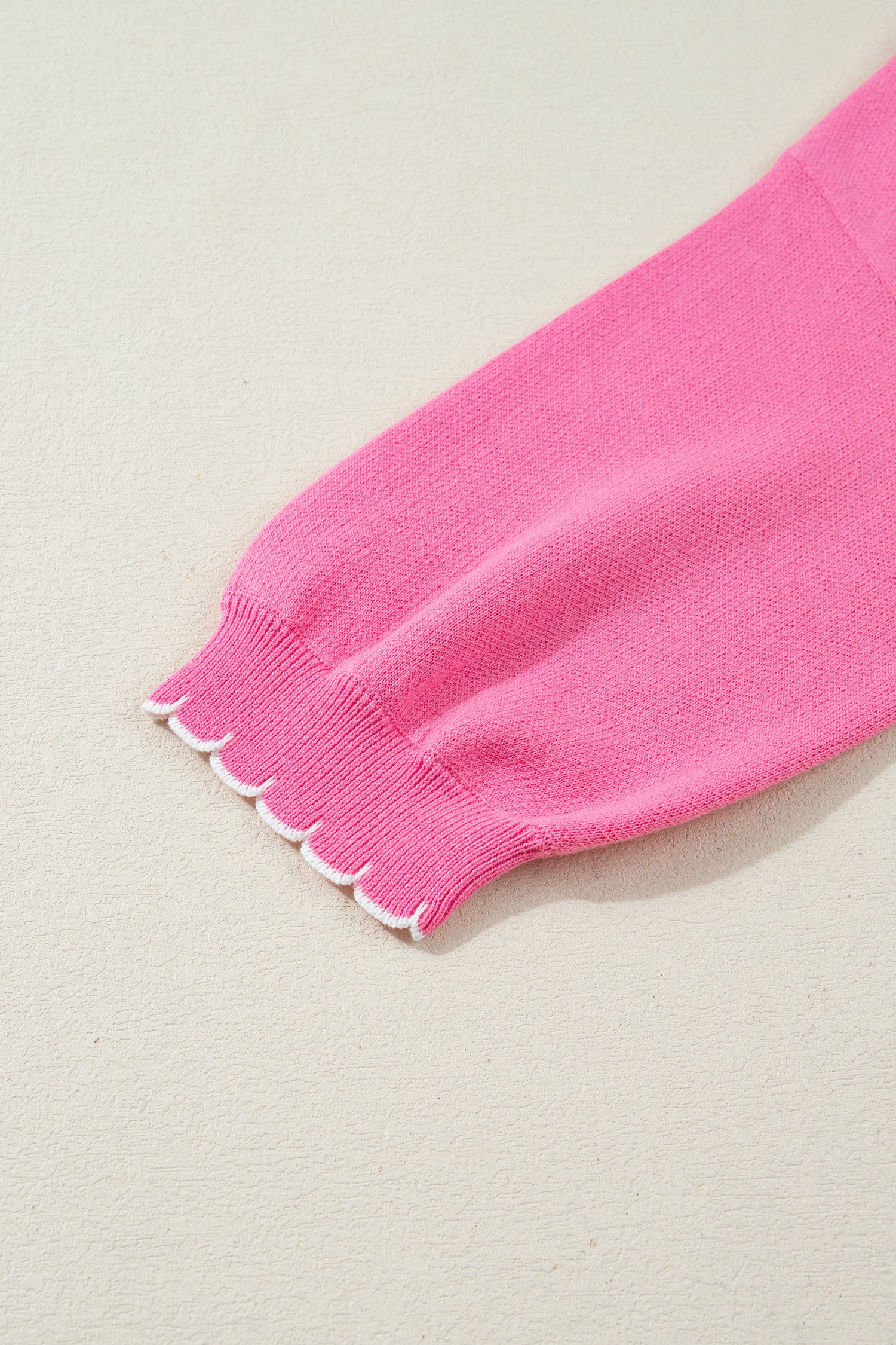 Sachet Pink Big Ribbon Bow Print Contrast Stitch Trim Drop Shoulder Sweater