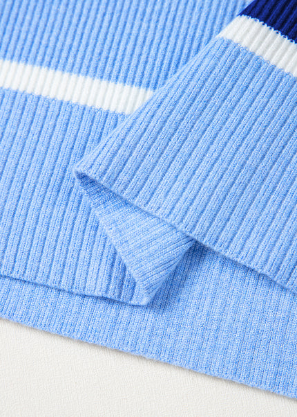 Black Stripe Colorblock Quarter Zip Collar Sweater Vest