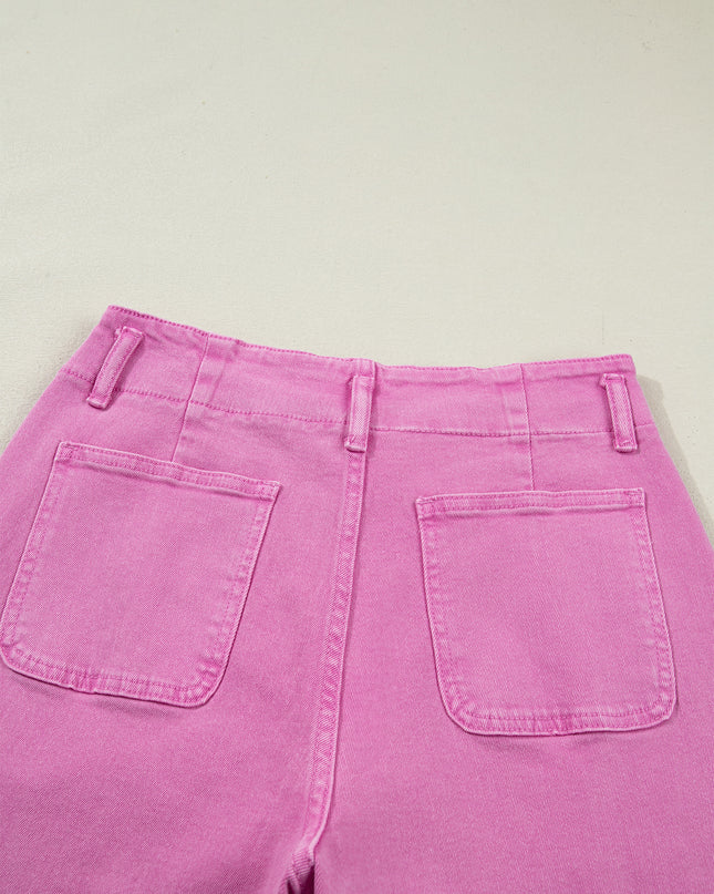 Mist 2-Button High Waist Flared Bottom Jeans