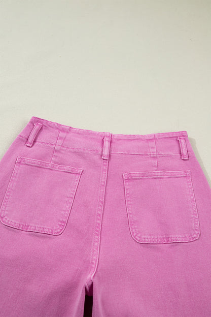 Mist 2-Button High Waist Flared Bottom Jeans