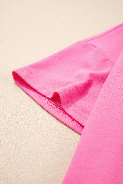 Mint Green V Neck Drop Shoulder Tee and Patchwork Drawstring Shorts Set