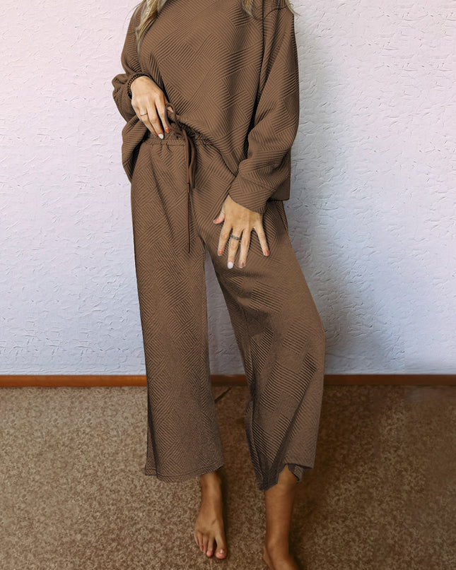 Navy Blue Ultra Loose Textured 2pcs Slouchy Outfit Set