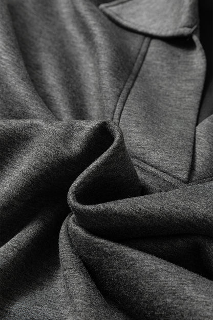 Medium Grey Collared V Neck Pullover Sweatshirt Sweatpants Set