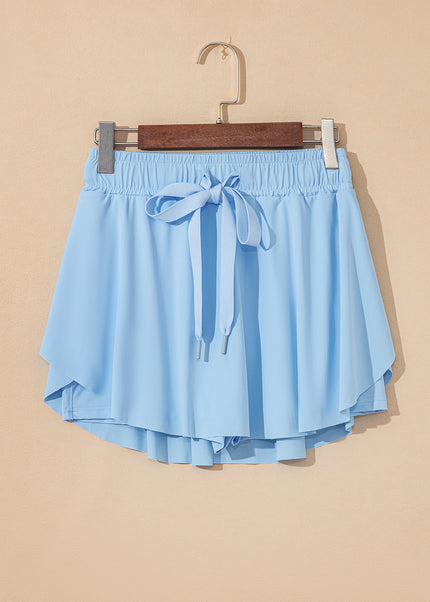 Black Drawstring High Waist Lined Tennis Skorts