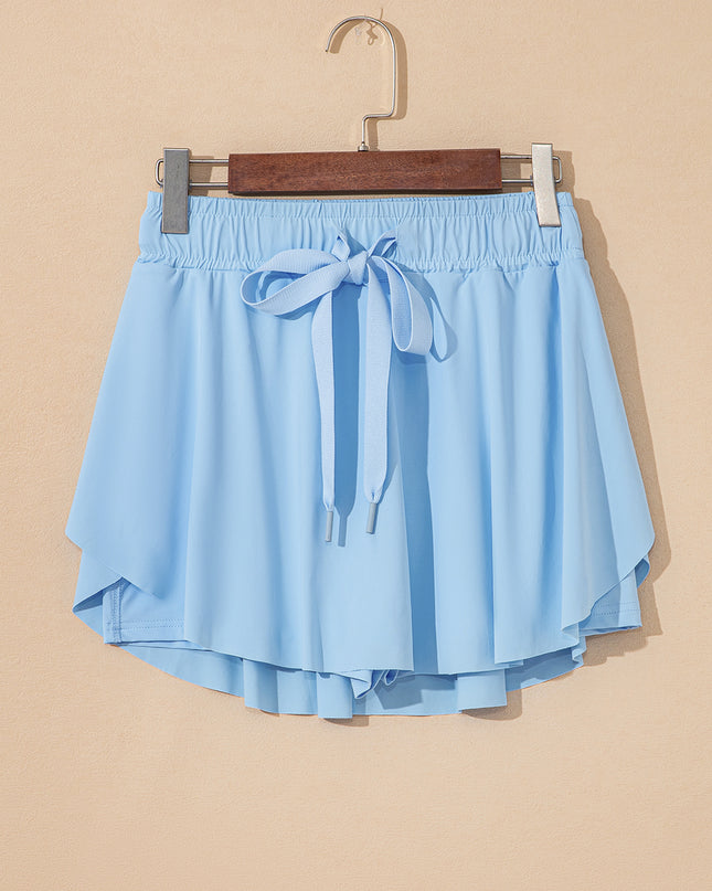 Black Drawstring High Waist Lined Tennis Skorts