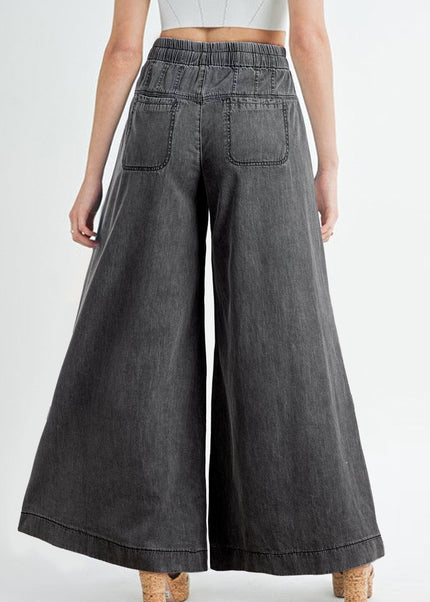 Button Fly Waist Wide Leg Jeans