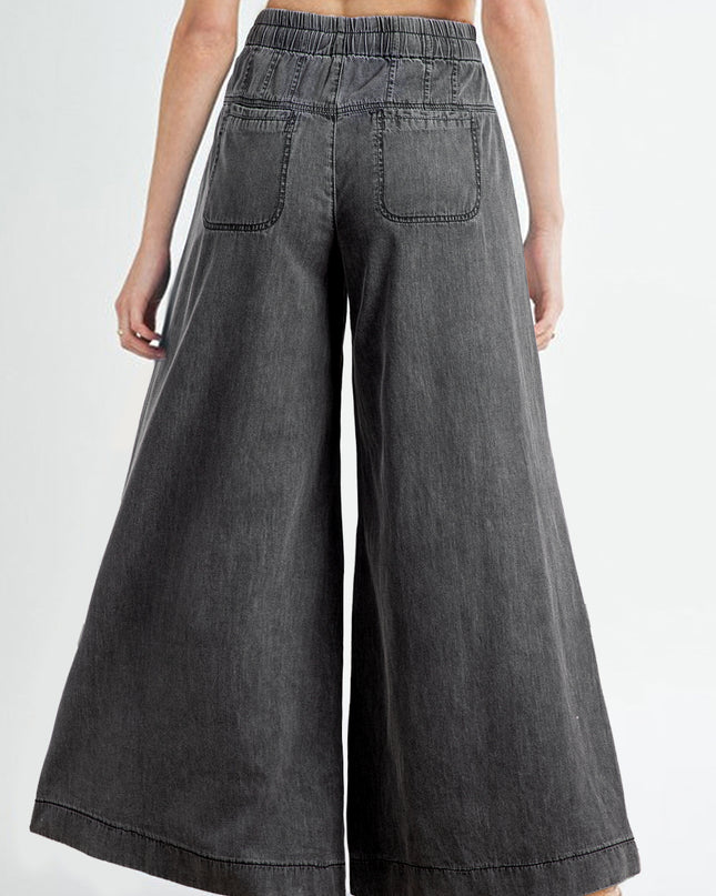 Button Fly Waist Wide Leg Jeans