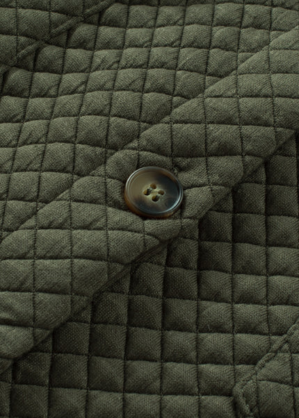 Black Retro Quilted Flap Pocket Button Shacket