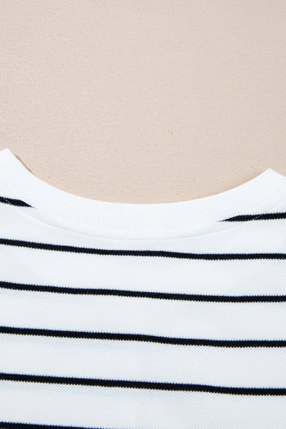 Rose Stripe Casual Wide Leg 2pcs Pants Set