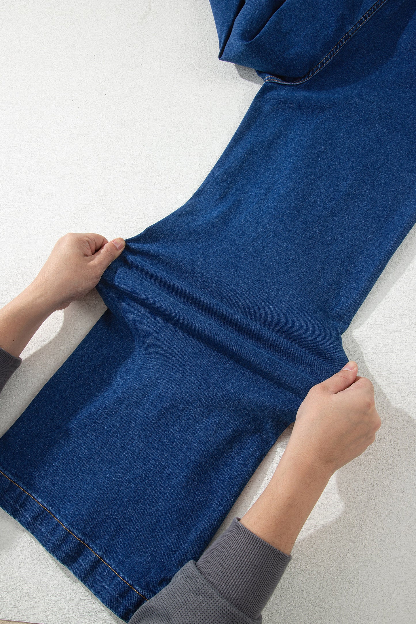 Sail Blue Hardware Decor Patched Pockets Wide Leg Jean Pants