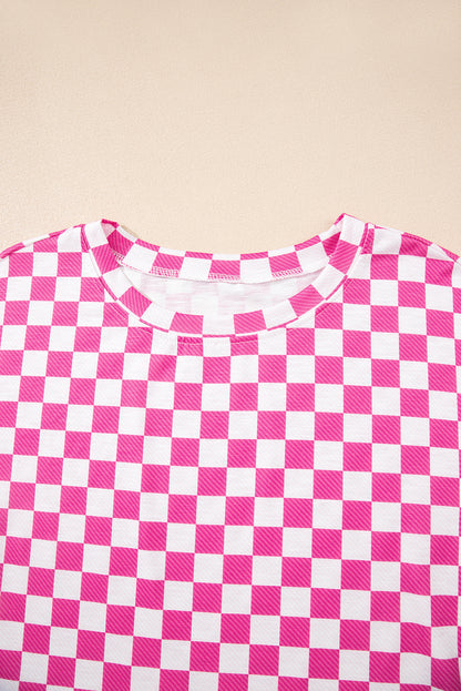 Black Checkerboard T Shirt and High Waist Skorts 2 Piece Outfit set