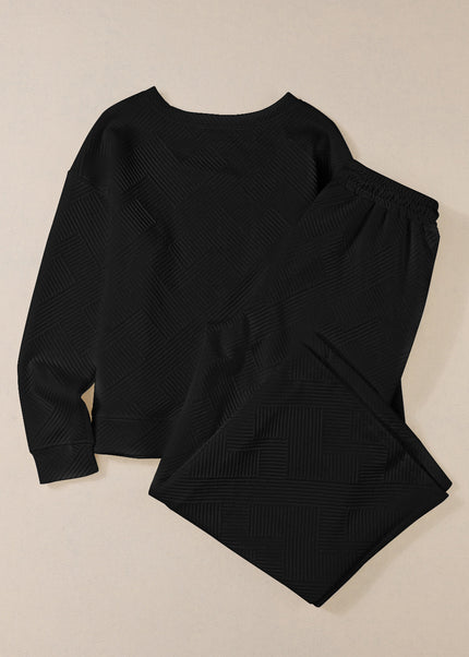 Navy Blue Ultra Loose Textured 2pcs Slouchy Outfit Set