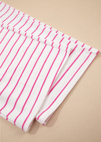 Rose Stripe Casual Wide Leg 2pcs Pants Set