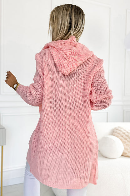 488-3 Cardigan - cape with a hood, pockets and a patch - peach color