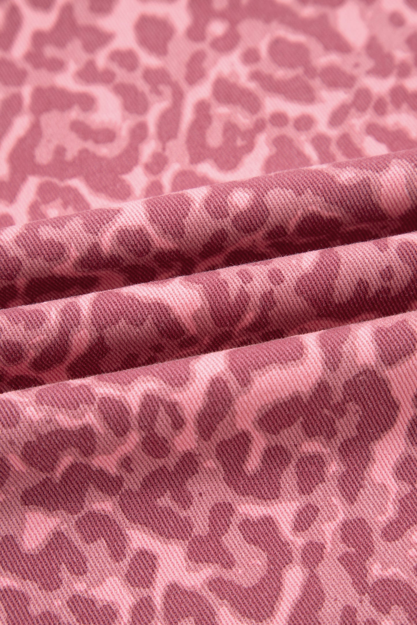 Rose Leopard Frayed Edge Wide Leg High Waist Jeans