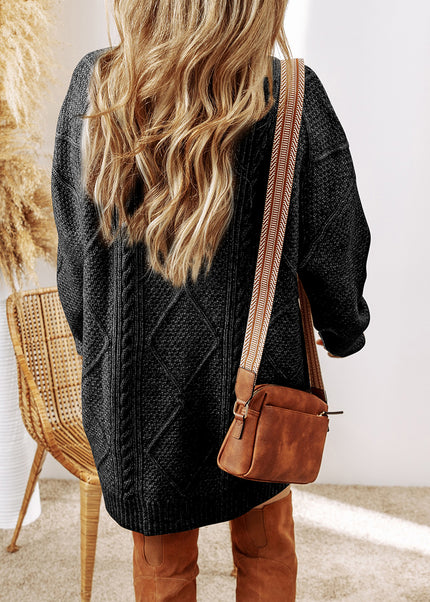 Parchment Cable Knit Drop Shoulder Loose Fit Sweater Dress
