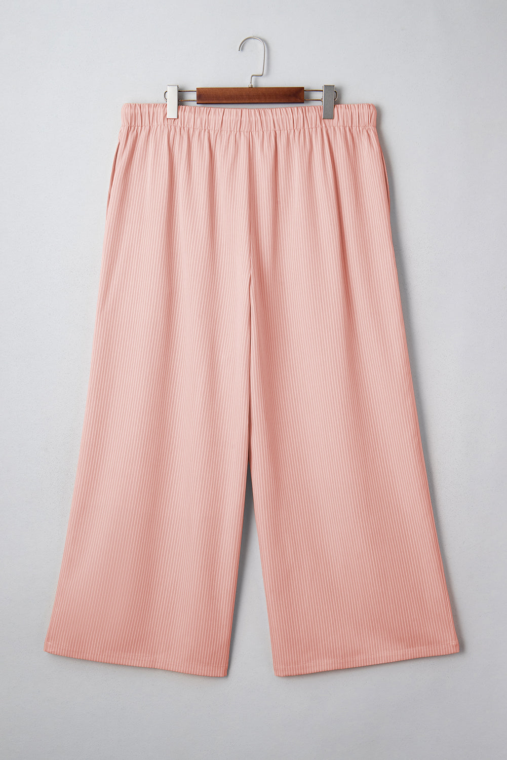 Pink Stripe Drawstring Plus Size Loose Pants