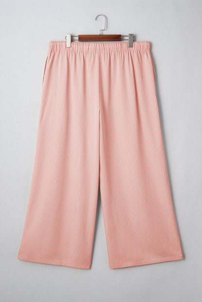 Pink Stripe Drawstring Plus Size Loose Pants