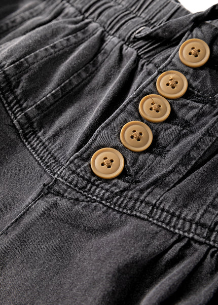 Button Fly Waist Wide Leg Jeans