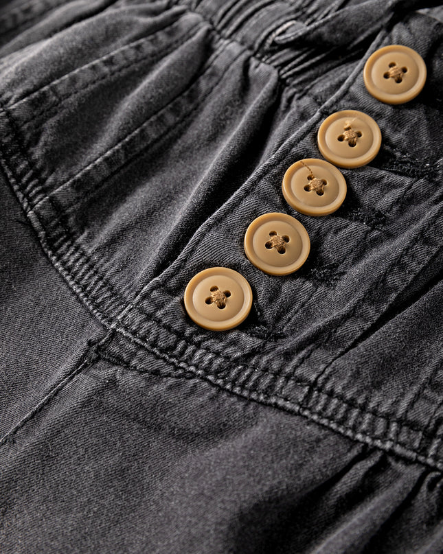 Button Fly Waist Wide Leg Jeans