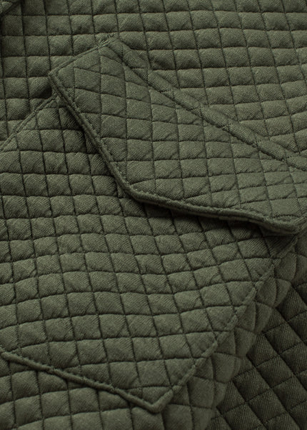 Black Retro Quilted Flap Pocket Button Shacket