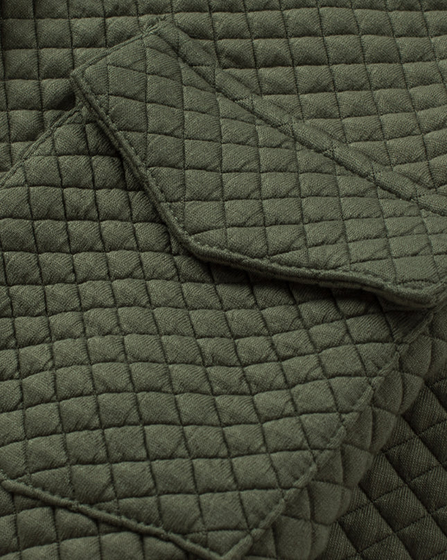 Black Retro Quilted Flap Pocket Button Shacket