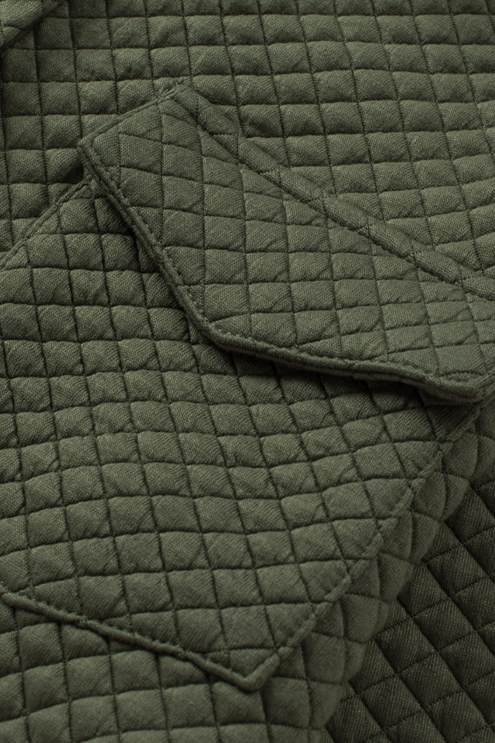 Black Retro Quilted Flap Pocket Button Shacket