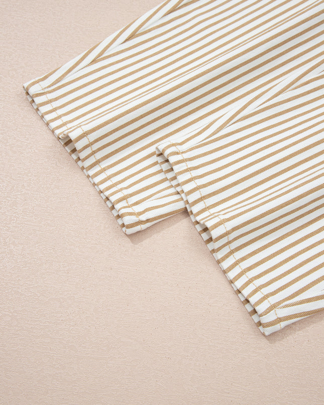 Khaki Stripe Casual Barrel Jeans