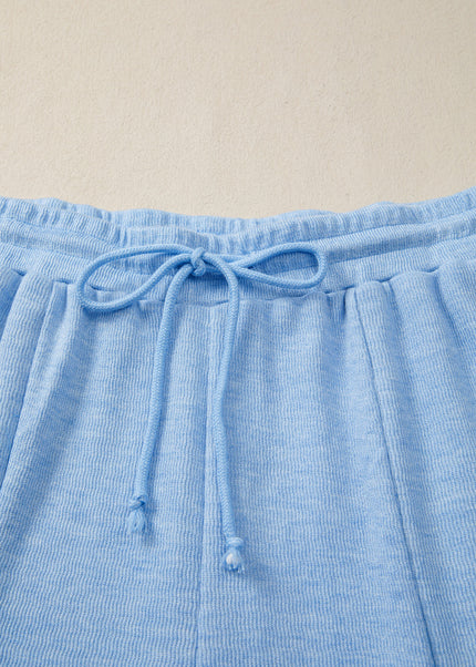 Beau Blue Cap Sleeve Matching Top and Jogger Pants Set