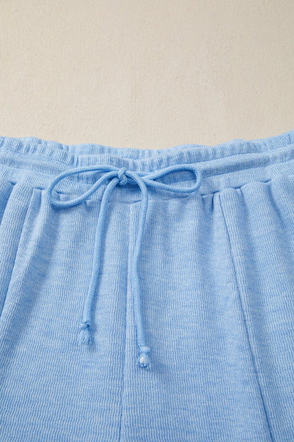 Beau Blue Cap Sleeve Matching Top and Jogger Pants Set