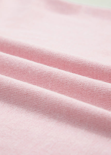 Strawberry Pink Lacy V Neckline Short Sleeve Sweater