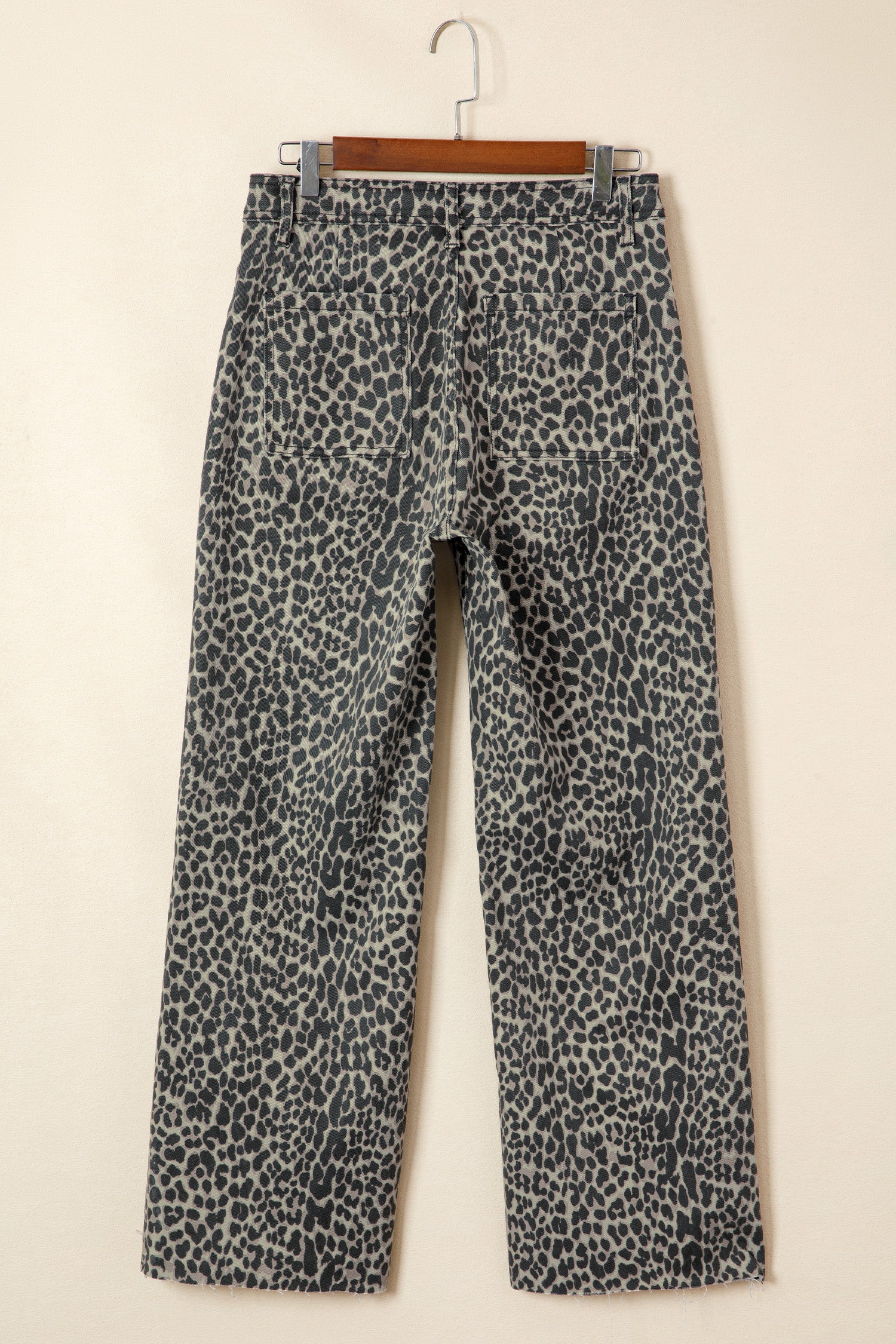 Black Leopard Print Wide Leg High Waist Jeans