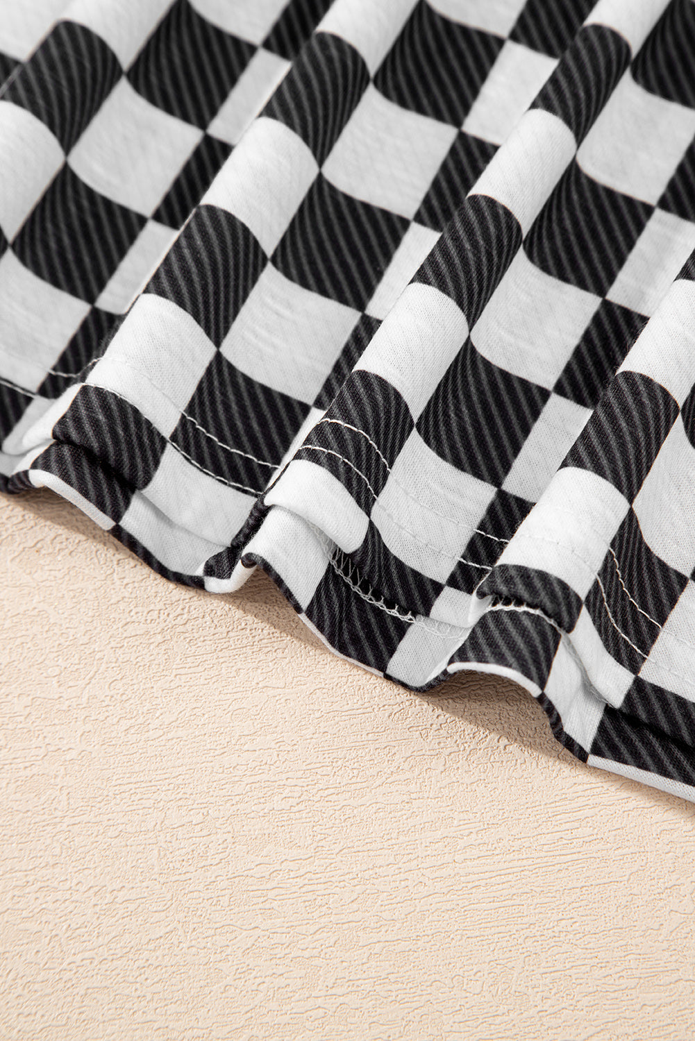 Black Checkerboard T Shirt and High Waist Skorts 2 Piece Outfit set