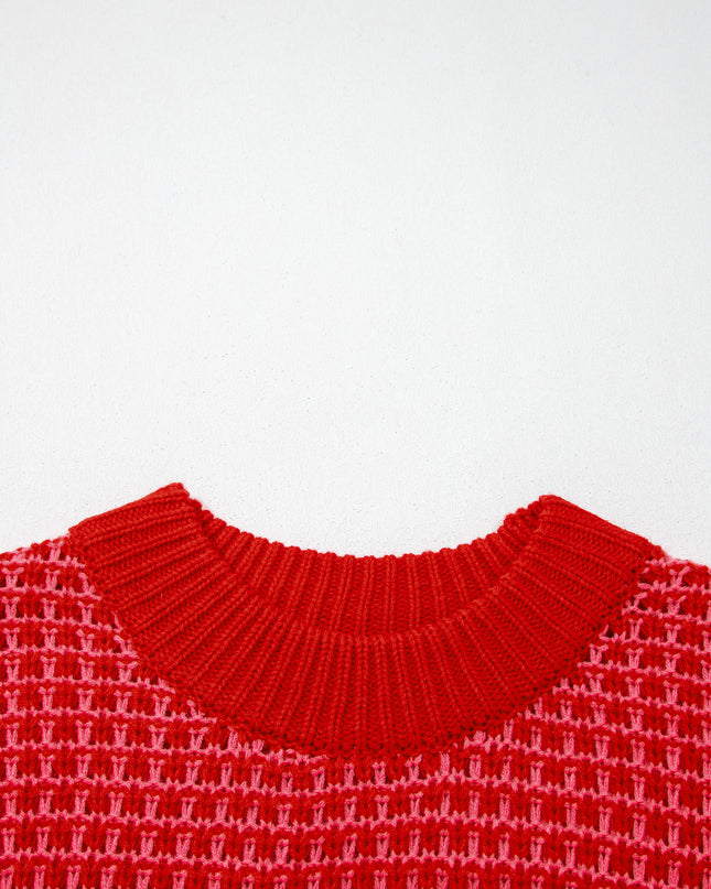 Red 3/4 Draped Sleeve Slouchy Sweater