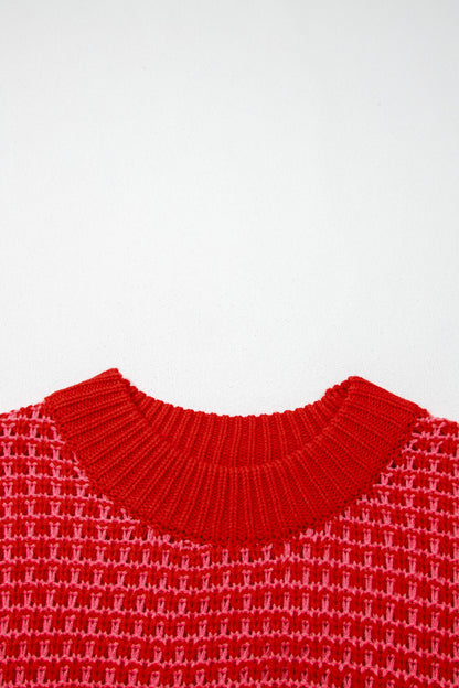 Red 3/4 Draped Sleeve Slouchy Sweater
