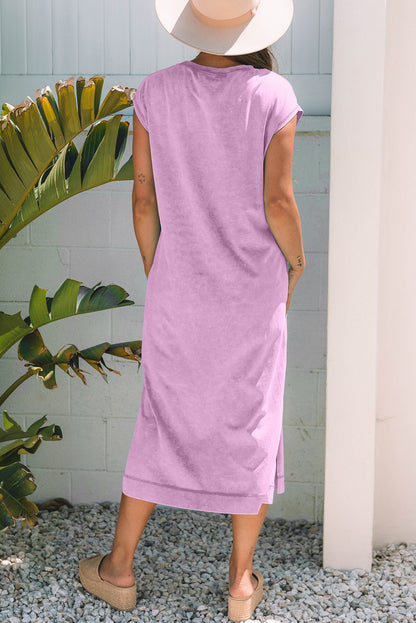 Carrot Mineral Wash Pocketed T-shirt Long Dress