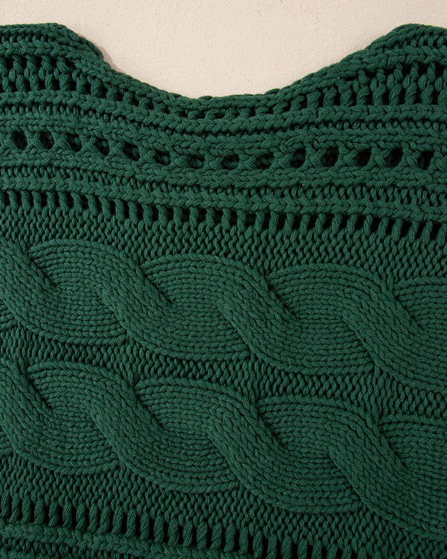Smoke Gray Hollow-out Cable Knit Cropped Sweater