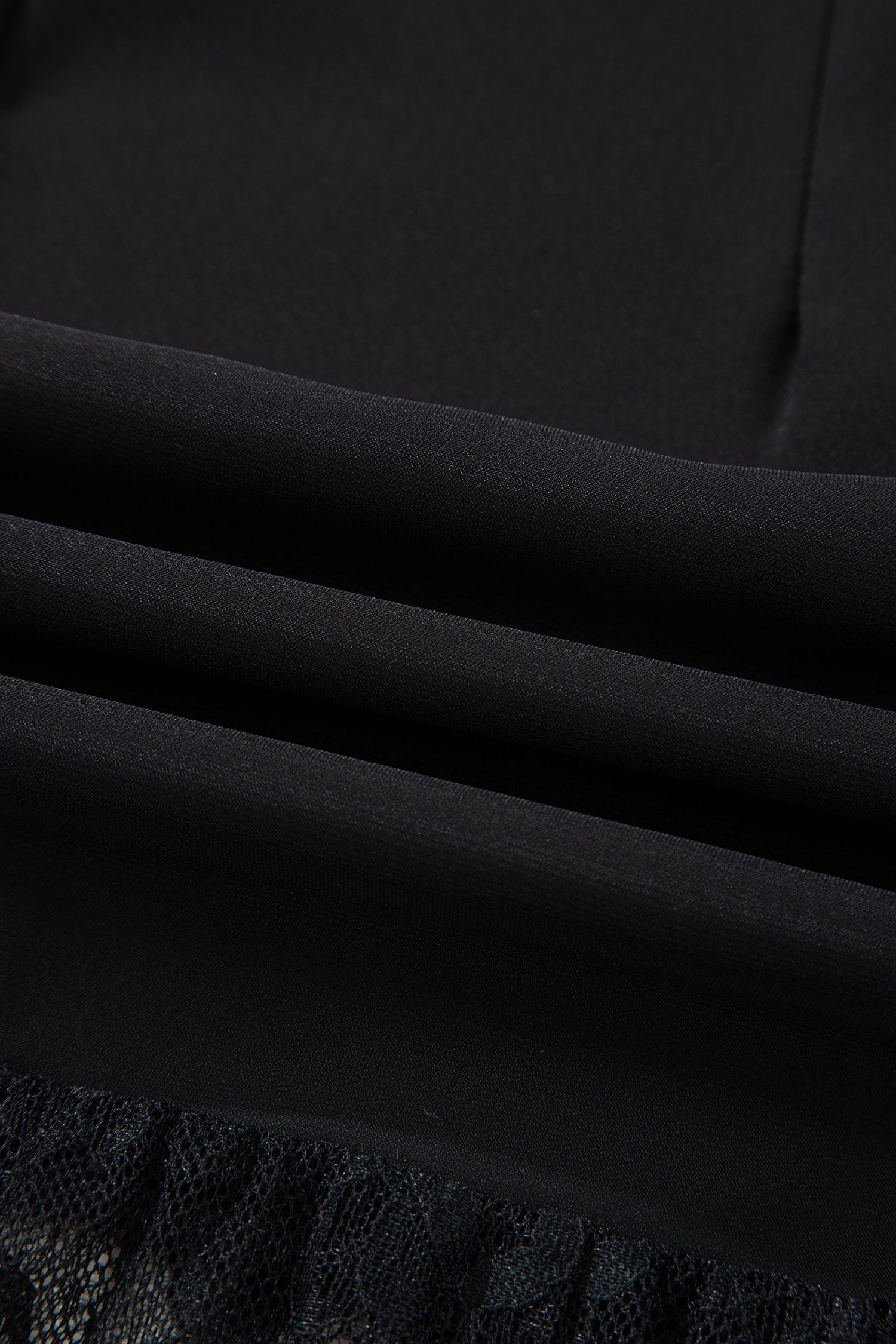 Black Solid Color Sleeveless Sheer Floral Lace Patchwork Long Dress