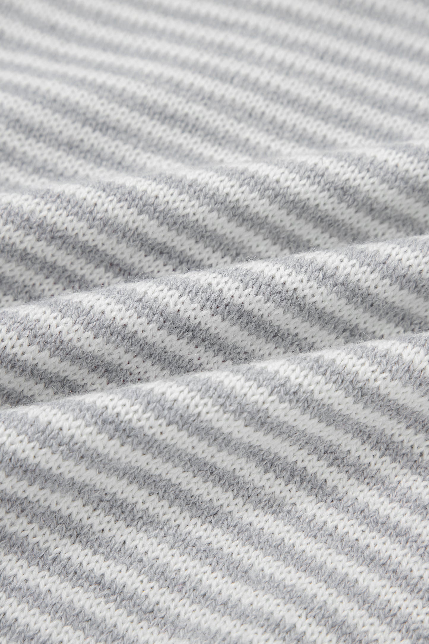 Gray Stripe Contrast Heart Pattern Valentine Knit Sweater