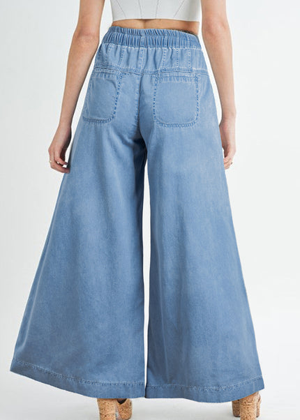 Button Fly Waist Wide Leg Jeans