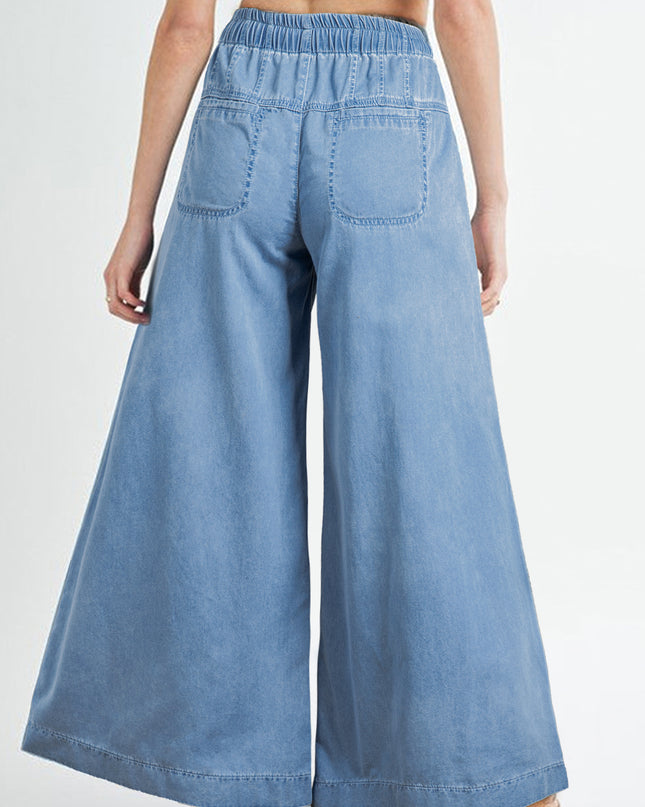 Button Fly Waist Wide Leg Jeans