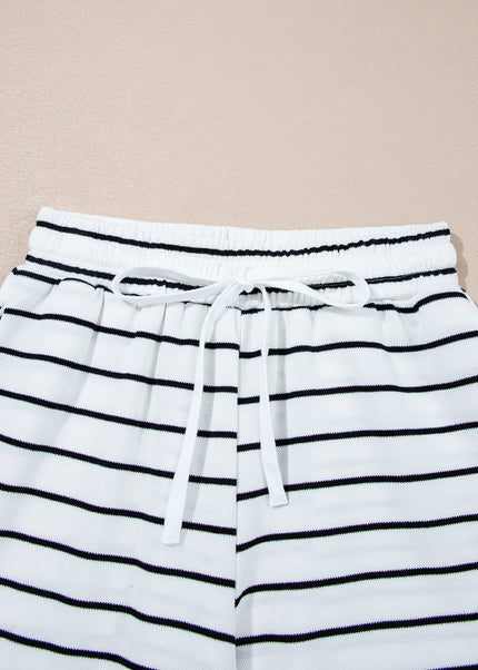 Rose Stripe Casual Wide Leg 2pcs Pants Set