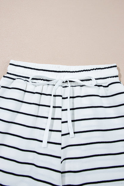 Rose Stripe Casual Wide Leg 2pcs Pants Set