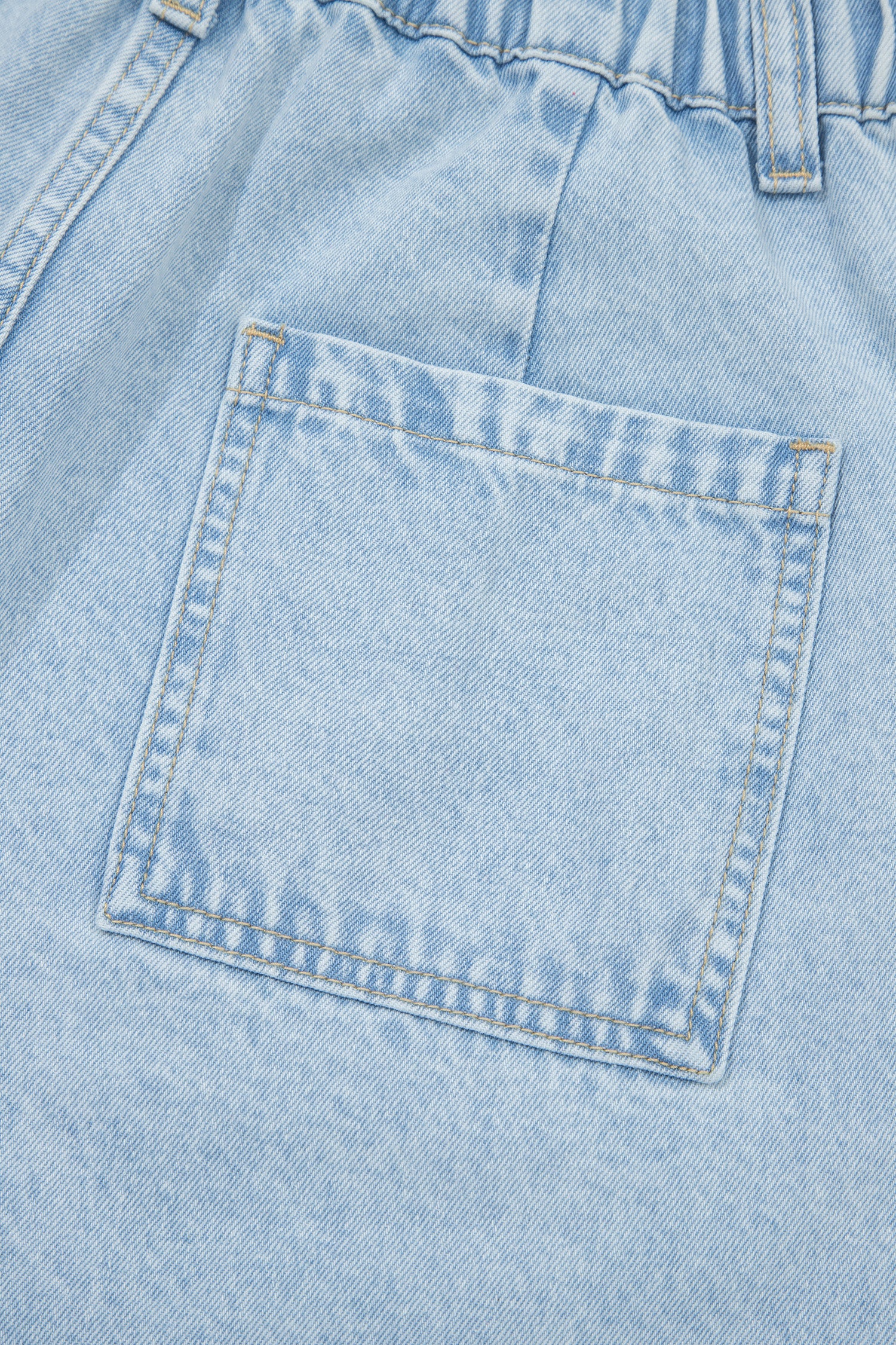 Beau Blue Studded Side Slit Leg Frayed Pocketed Wide Leg Jeans