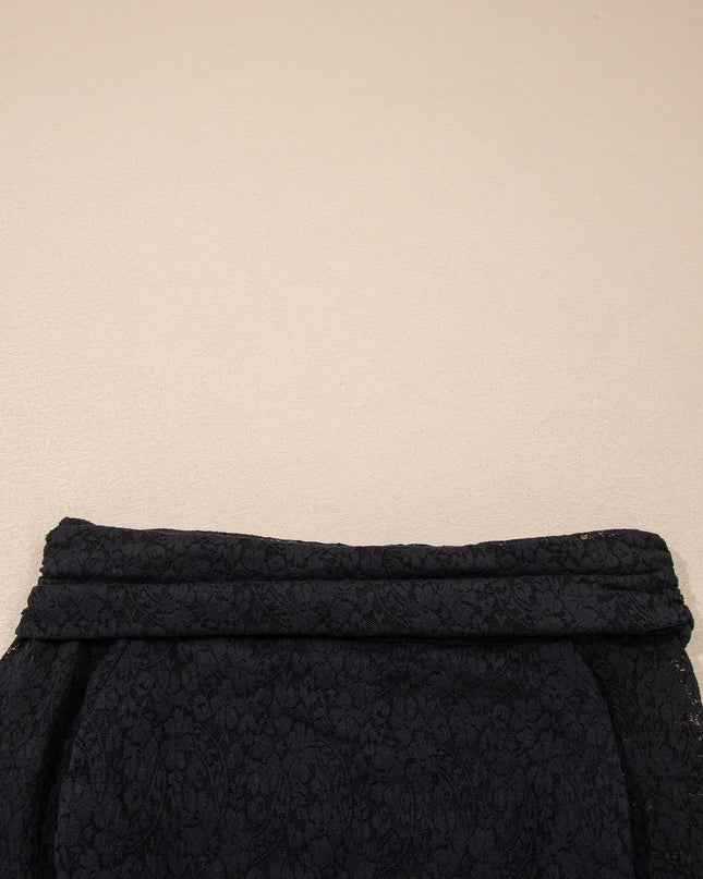 Black Floral Lace Off-shoulder Long Sleeve Slim Top