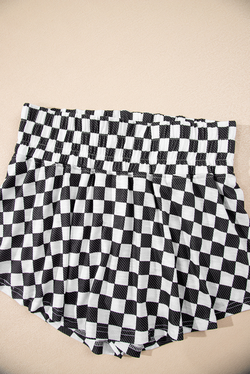 Black Checkerboard T Shirt and High Waist Skorts 2 Piece Outfit set