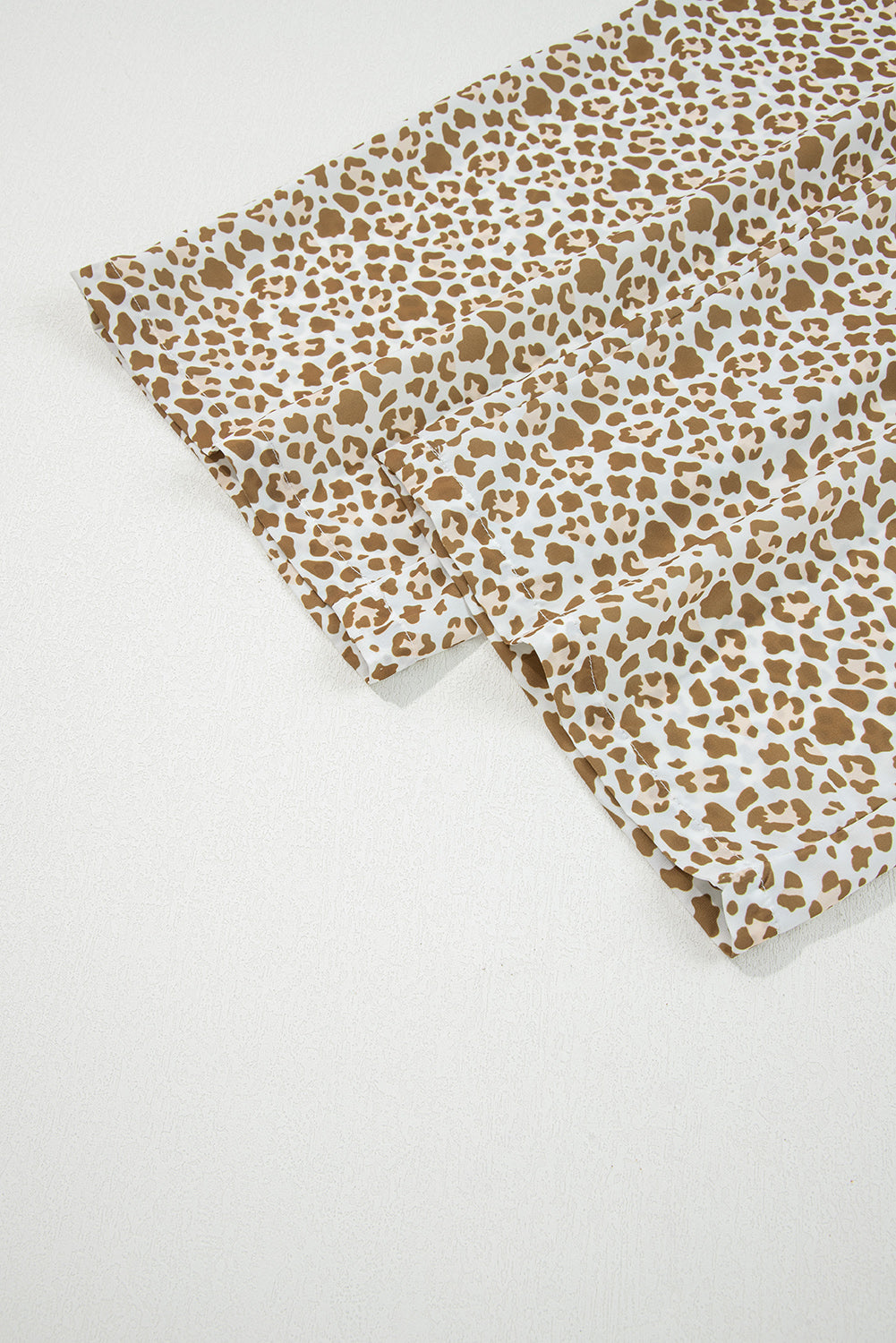 Brown Leopard Drawstring Elastic Waistband Loose Pants