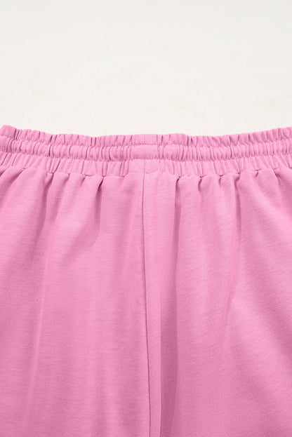 Meadow Mist Green Solid Loose V Neck Half Sleeve Tee and Shorts Set