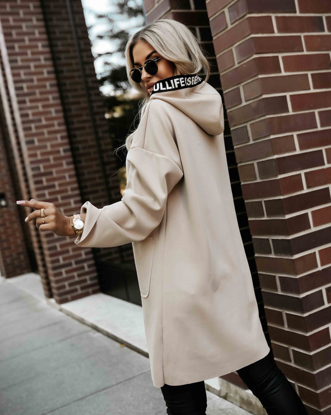 632-1 Casual coat with pockets and a hood - beige