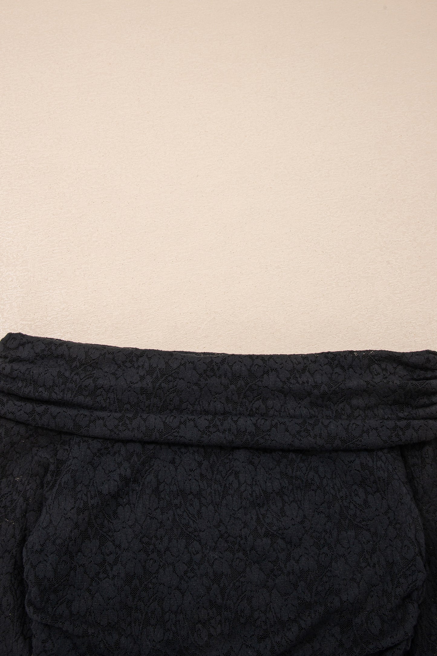 Black Floral Lace Off-shoulder Long Sleeve Slim Top